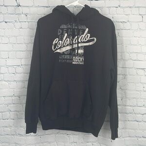 Denver Colorado Rocky Mountains Black Long Sleeve Hoodie Medium Moose Medium